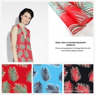 Garment Printed Fabric Organza with Palm Leaves Design